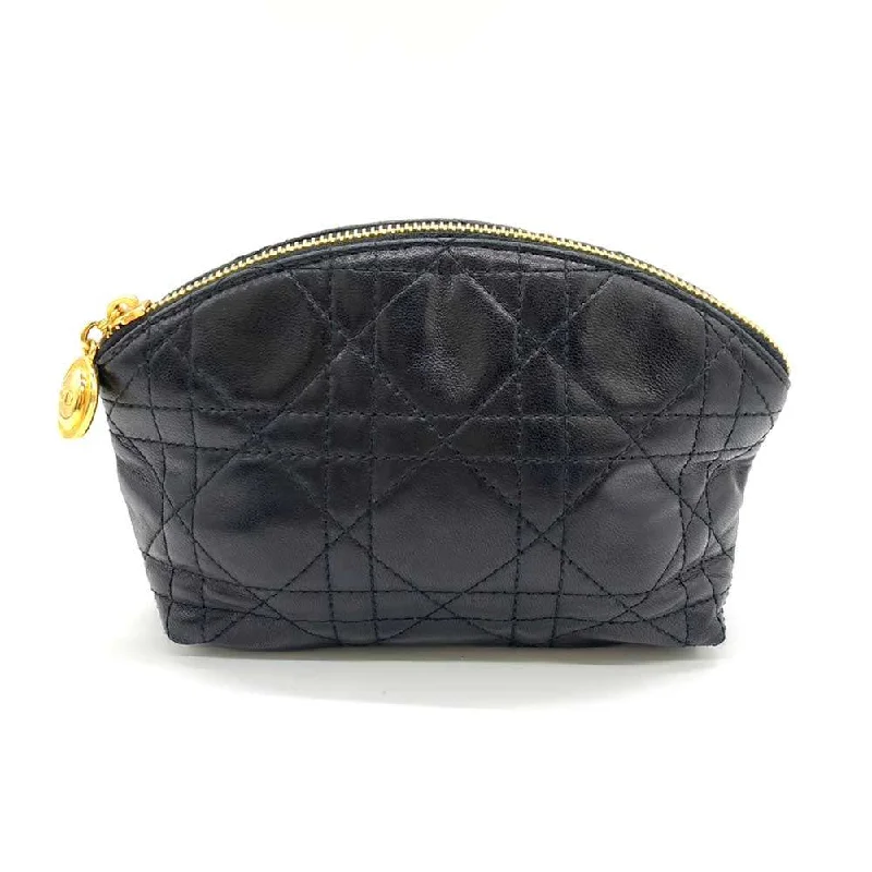 Christian Dior Leather Makeup Pouch Black