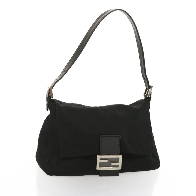 FENDI Mamma Baguette Shoulder Bag Nylon Black  yk11070