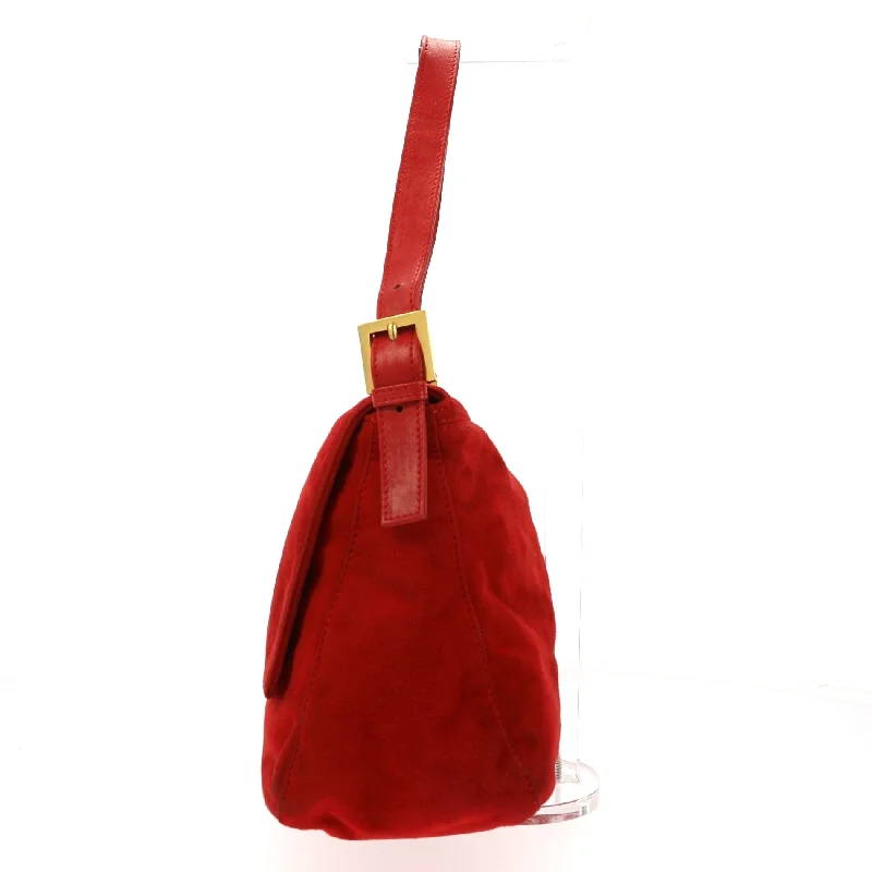 FENDI Mamma Baguette Shoulder Bag in Red Suede