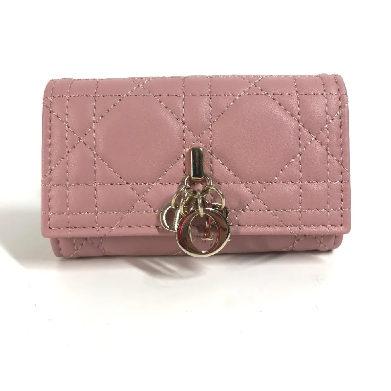 Dior Key case Key holder  S0983ONMJ leather pink Miss Dior Cannage logo Women Used Authentic