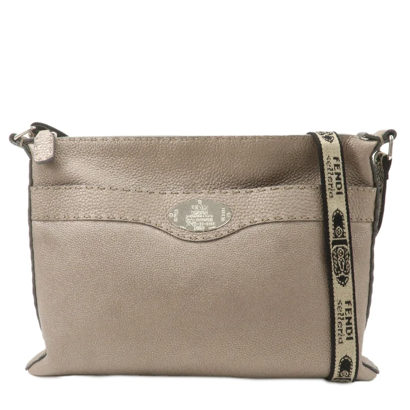 Fendi Selleria Leather Shoulder Bag Metalic Gray 8BT093