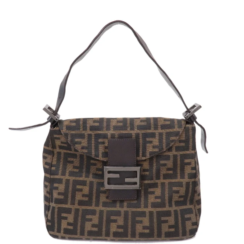 FENDI Mamma Baguette Zucca Canvas Leather Shoulder Bag 8BR004