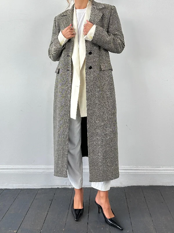 Giorgio Armani Virgin Wool Herringbone Coat - M