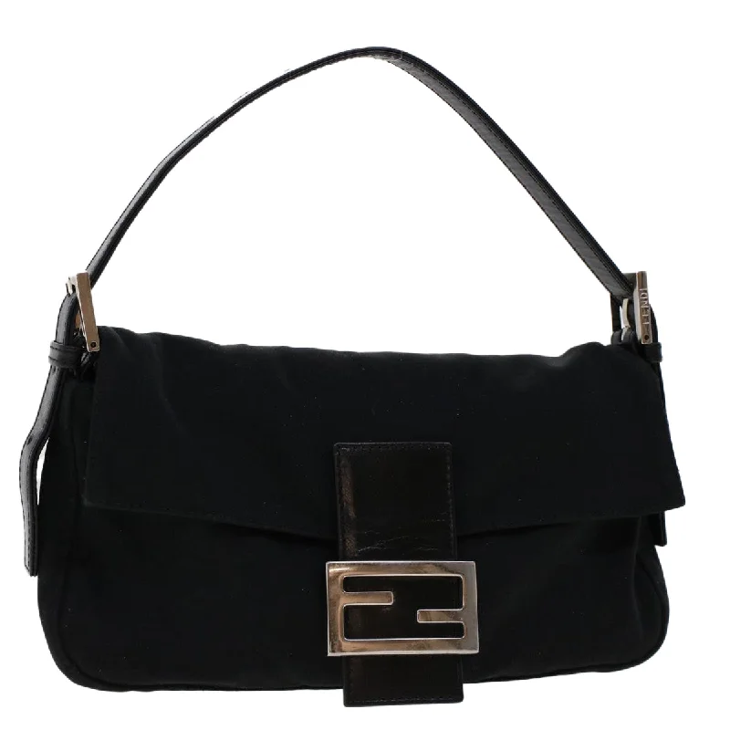 FENDI Mamma Baguette Shoulder Bag Nylon Leather Black 2321.26424.008  bs6395