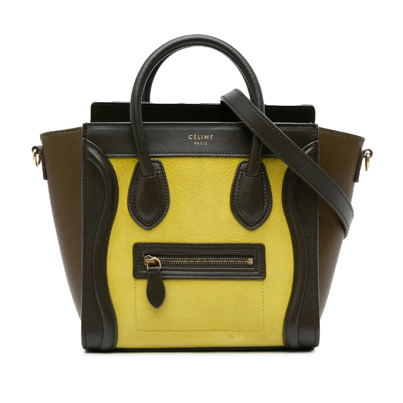 Celine Nano Tricolor Nubuck and Calfskin Luggage Tote (SHG-ikhilU)