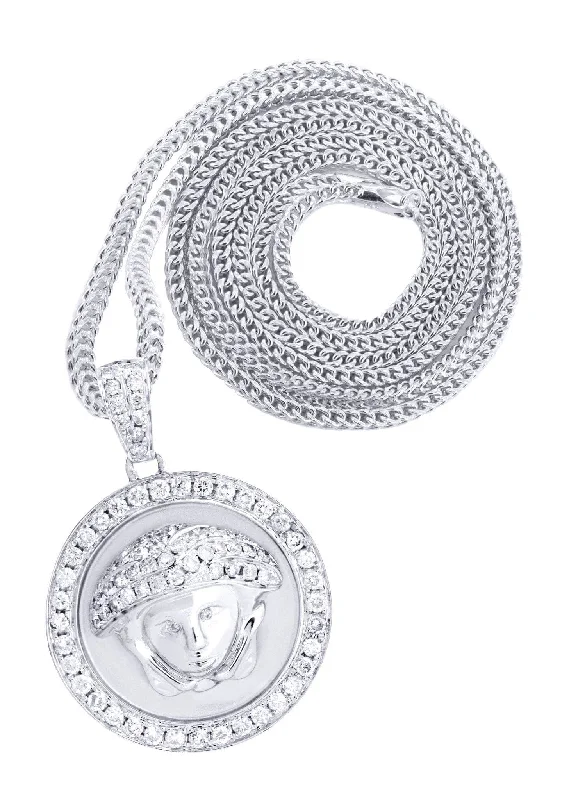 14 White Gold Medusa Diamond Necklace  | 1.5 Carats