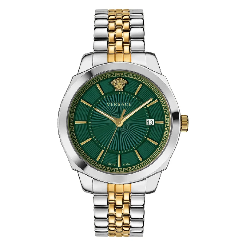 Versace Men's Watch Icon Classic Green Two-Tone Bracelet VEV901623