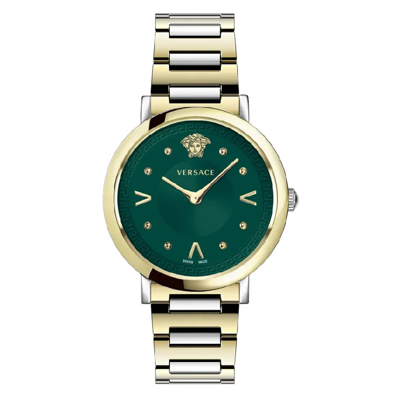 Versace Ladies Watch Pop Chic Green Two-Tone Bracelet VEVD01021