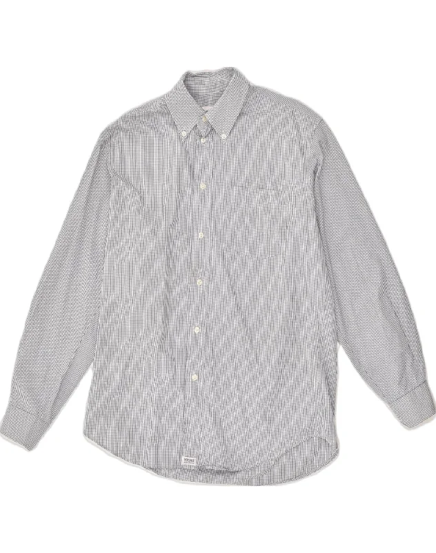 VERSACE Mens Shirt Medium Grey Check Cotton