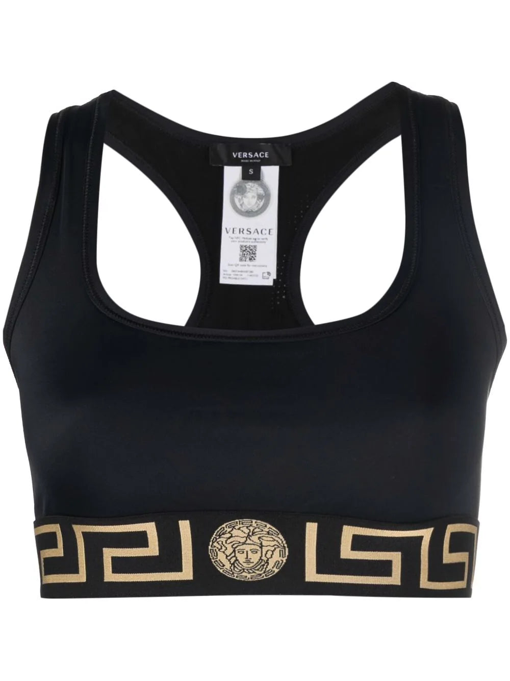 Versace Black La Greca Sports Bra