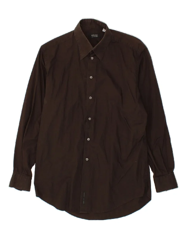 VERSACE Mens Shirt Size 15 1/2 39 Medium Brown