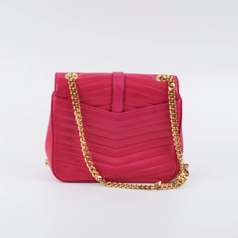 Saint Laurent Small Sulpice Chevron Pink Crossbody Bag