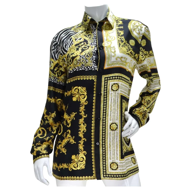 Versace Silk Baroque Button Up Shirt