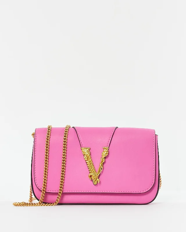 Versace Pink Leather Virtus Crossbody Bag