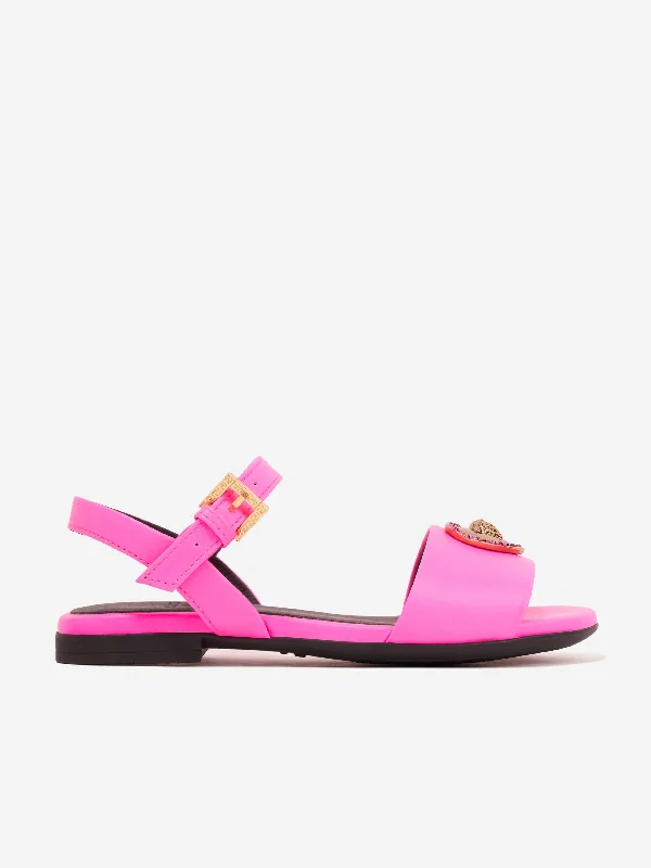 Versace Girls Heart Logo Sandals in Pink