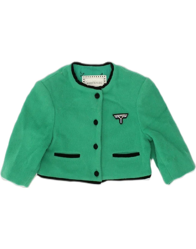 GIANNI VERSACE Girls 4 Button Blazer Jacket 3-4 Years Green Wool