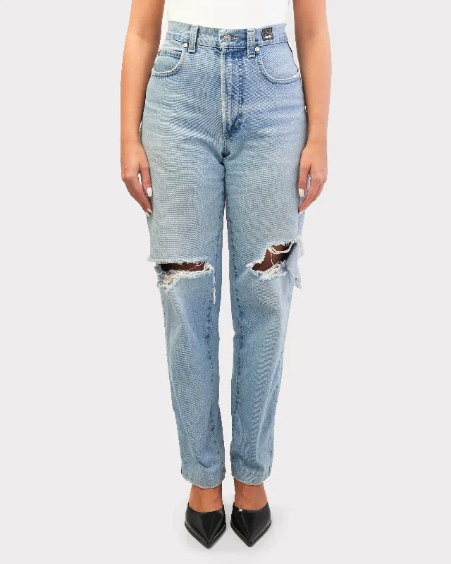 Versace Couture Blue Low Slung Ripped Baggy Jeans - 29