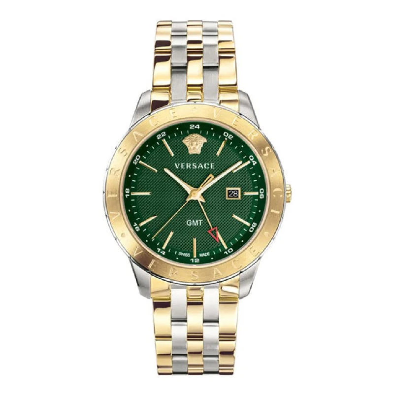 Versace Men's Watch Univers GMT Green Two-Tone Bracelet VEBK00718