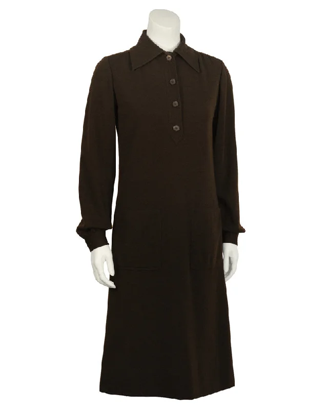 Brown Wool Day Dress