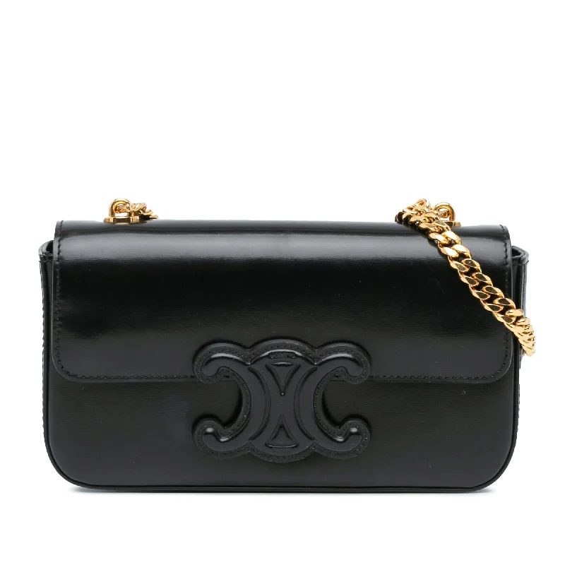 Celine Calfskin Cuir Triomphe Chain Shoulder Bag (SHG-7mujIg)