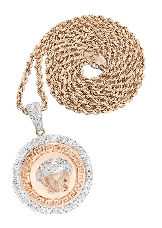 10K Rose Gold Medusa Diamond Necklace  | 1.02 Carats