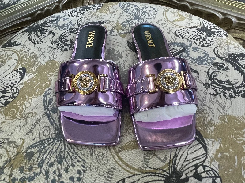 Versace Metallic Slip On Shoes - Size 8