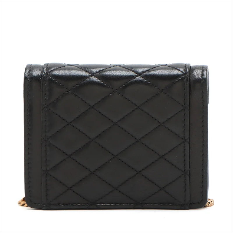 Saint Laurent Mini Envelope Chain Shoulder Bag in Leather Black 685612