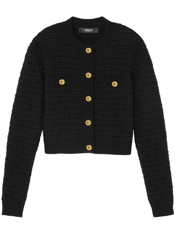 Versace Black Tweed Boucle Jacket