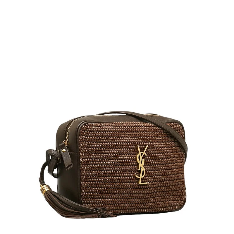 Saint Laurent Cassandra Tassel  Shoulder Bag 612542 Brown Raffia Leather