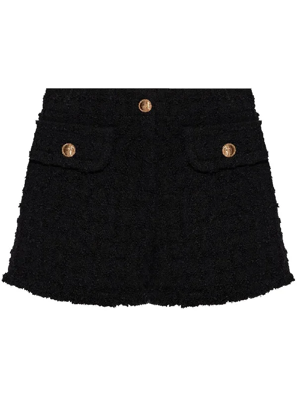 Versace Black Heritage Tweed Shorts