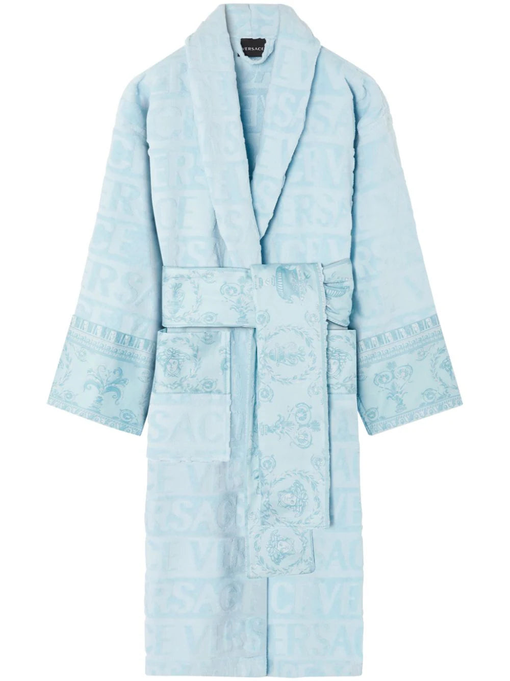 Versace Light Blue I ♡ Baroque Trim Bathrobe