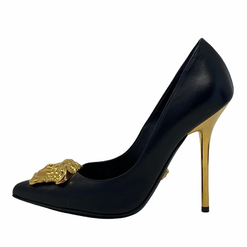 Versace Black Medusa Palazzo Pumps 36