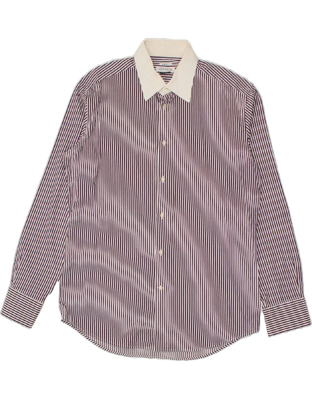 VERSACE Mens Shirt Size 17 1/2 XL Purple Pinstripe