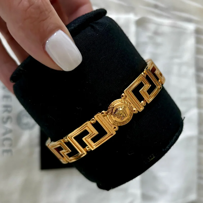 Versace Medusa Greca Goldtone Cuff Bracelet