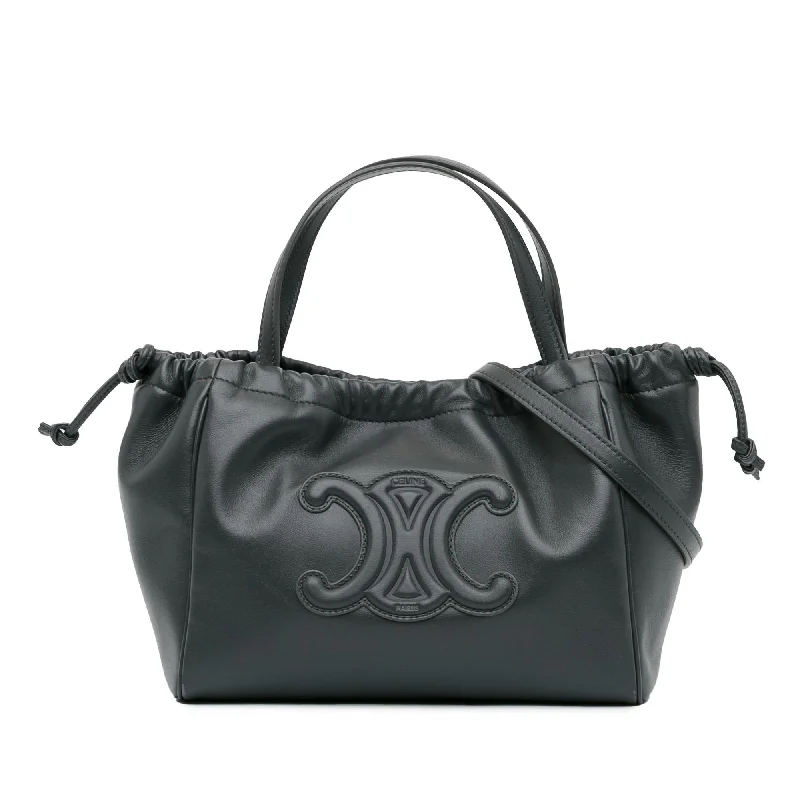 Celine Small Triomphe Cuir Cabas Drawstring Satchel (SHG-xhANaN)