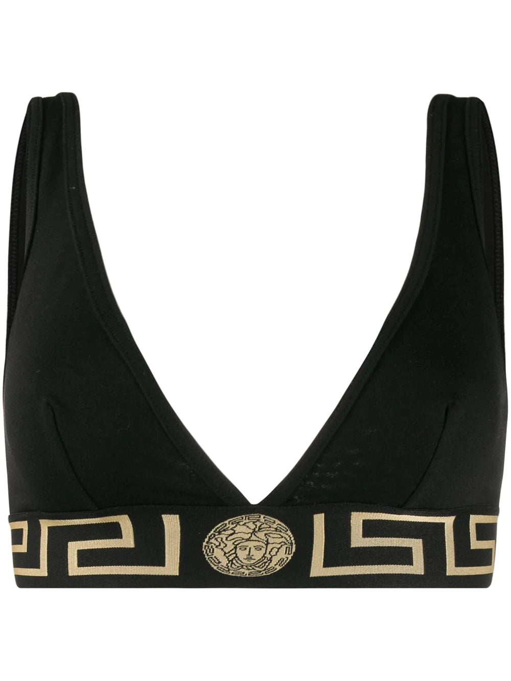 Versace Black Greek Key Triangle Bra