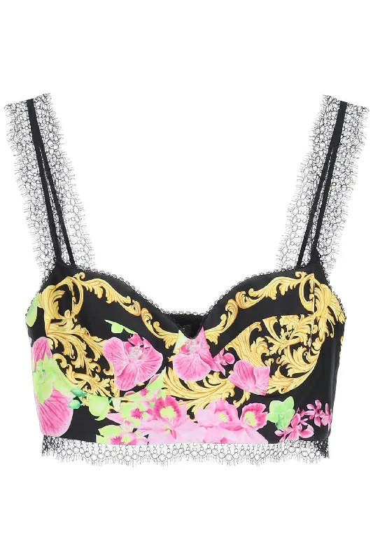 Versace medusa orchid silk bustier top