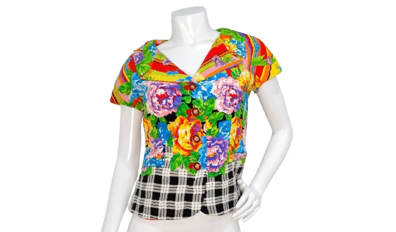 Gianni Versace Versus 1990s Bold Floral Print Top