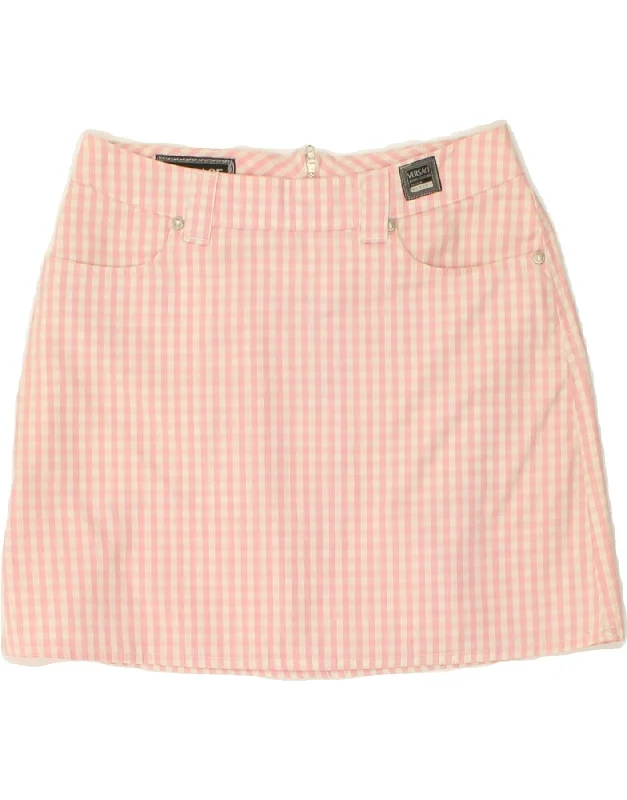 VERSACE Womens Low Waist Mini Skirt IT 40 Small W28 Pink Check Cotton