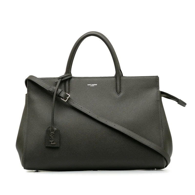 Saint Laurent Cabas Handbag in Grain Leather Grey