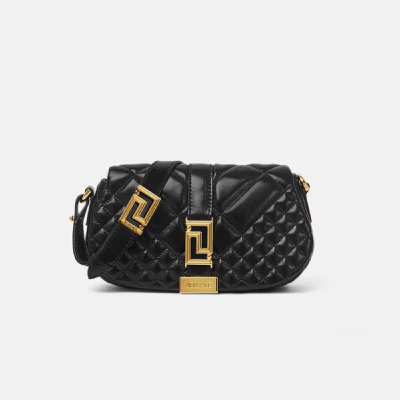 Greca Goddess Mini Quilted Bag in Black