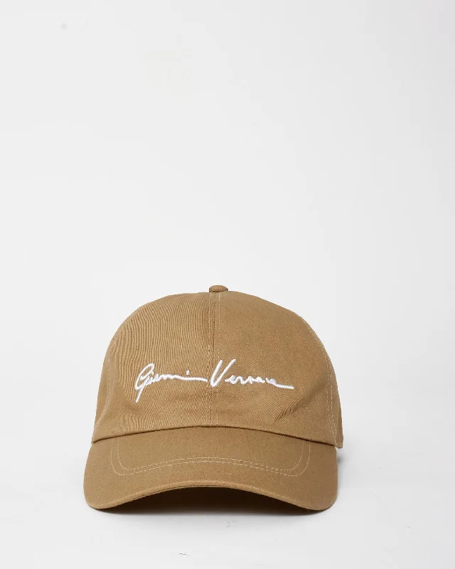 Versace Tan & White Cursive Gianni Versace Logo Baseball Cap