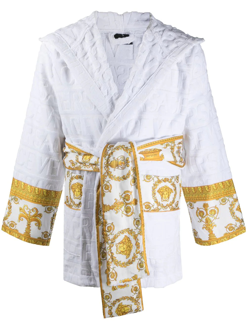 Versace White Hooded I ♡ Baroque Trim Bathrobe