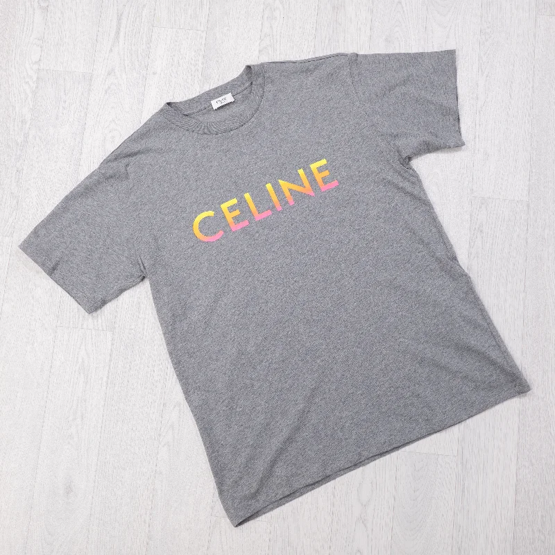 Grey Oversized Logo Print T-Shirt.