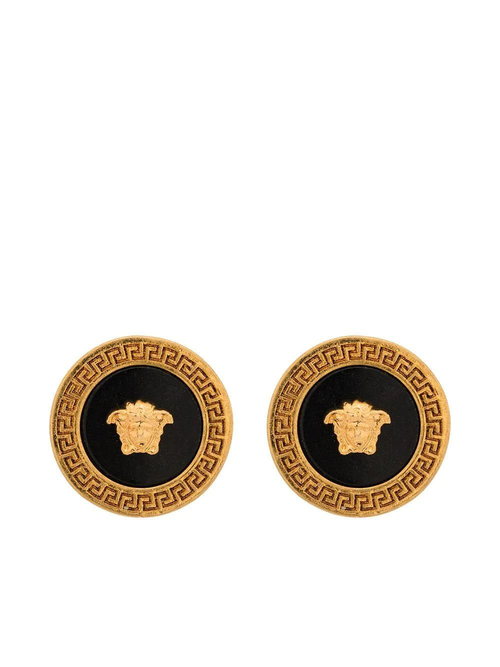 Versace Black Enamel Medusa Stud Earrings