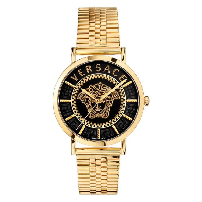 Versace Men's Watch V-Essential Black Gold Bracelet VEJ400521