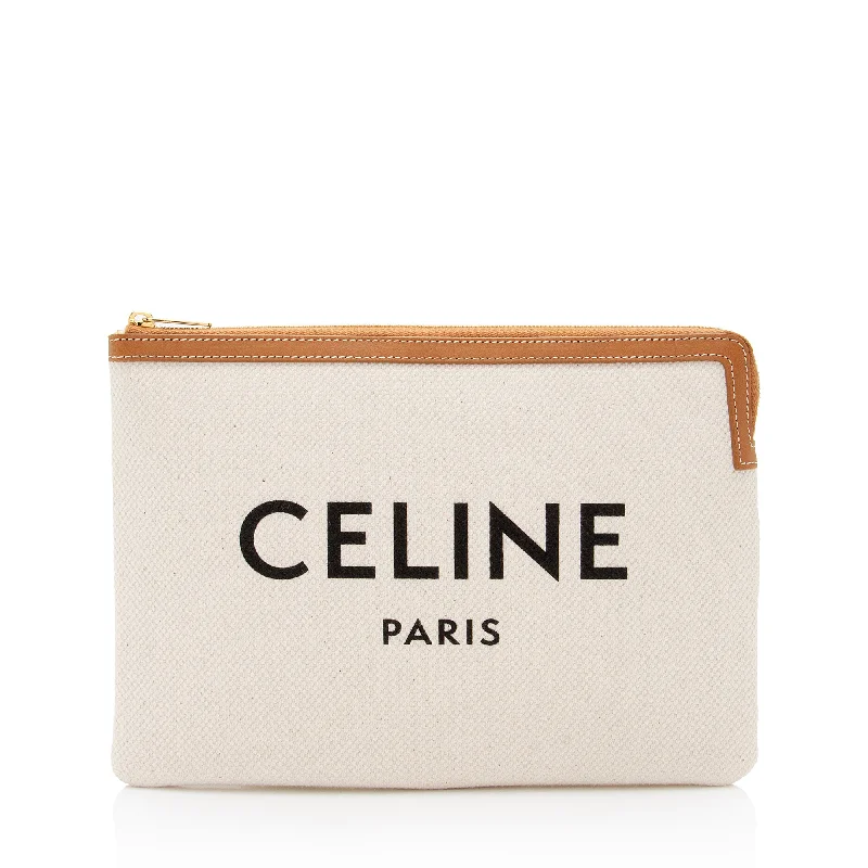 Celine Canvas Logo Zip Pouch (SHF-Z8uTMl)