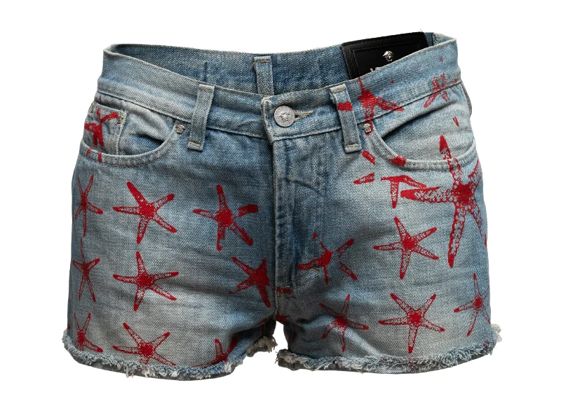 Medium Wash & Red Versace Jeans Couture Starfish Print Denim Shorts Size 29