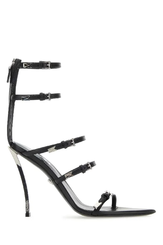 VERSACE Elegant Leather Sandals with High Heel (11.5 cm)