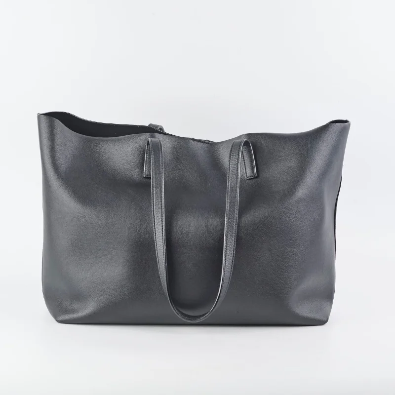 Saint Laurent East West Black Leather Shopping Shoulder Tote